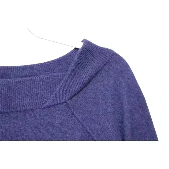 Cashmere Sweater Dress Size Small Bodycon 3/4 Sleeve Blue Purple Stretch Knit - Picture 5 of 11
